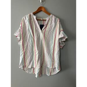 NEW Womens Size 1x Crown & Ivy Linen Shirt